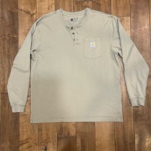 Carhartt Henley Loose Fit Long Sleeve Pocket Tee T shirt L